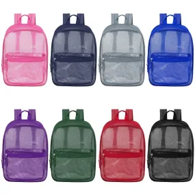 17" Wholesale Mesh Assorted Colors Backpack in 8 Colors - Bulk Case of 24 Backpacks