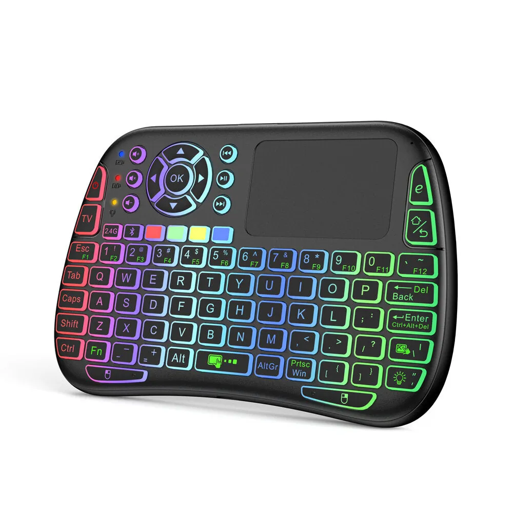 2.4G bluetooth Dual Mode 8 colors Backlight English Air Mouse Touchpad for Android TV Box PC M9 Mini Wireless Keyboard