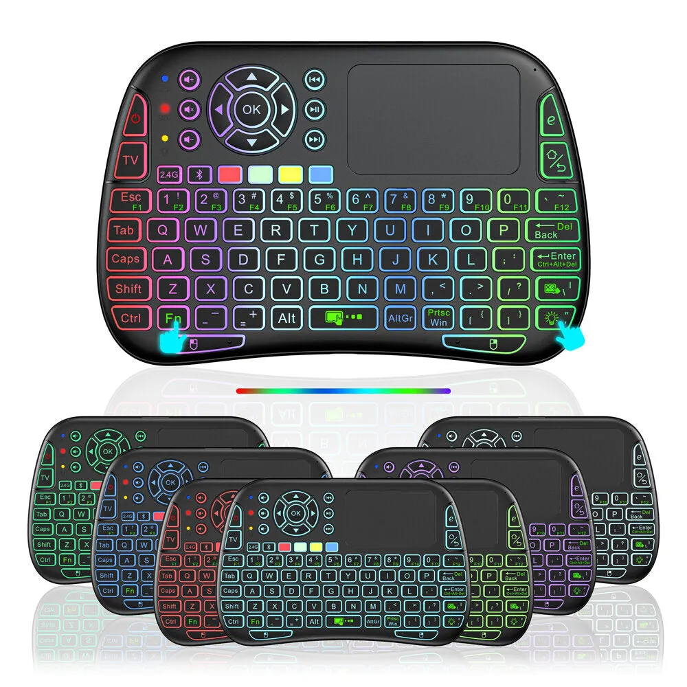 2.4G bluetooth Dual Mode 8 colors Backlight English Air Mouse Touchpad for Android TV Box PC M9 Mini Wireless Keyboard