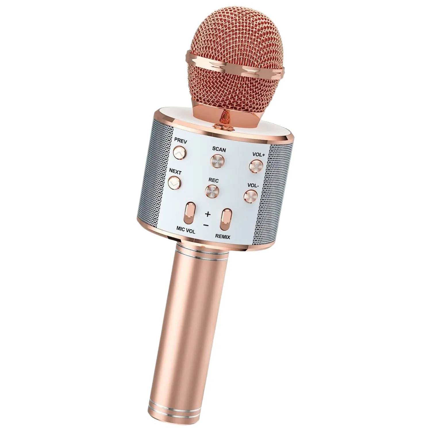 4-in-1 Wireless Bluetooth Karaoke Mic, Recorder, TF Card, Rose Gold