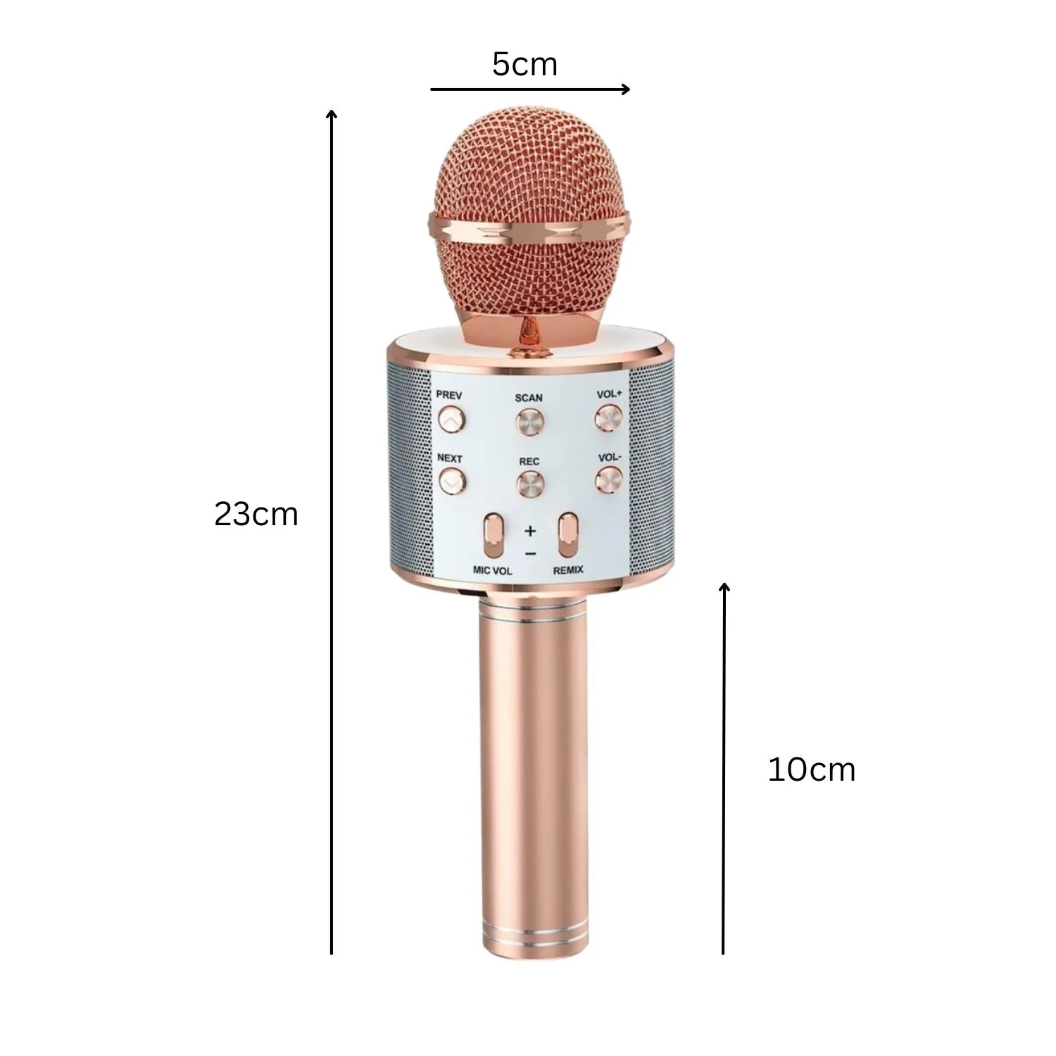 4-in-1 Wireless Bluetooth Karaoke Mic, Recorder, TF Card, Rose Gold