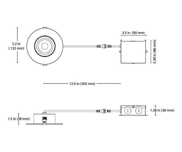 4-inch Black Selectable Canless Adjustable Gimbal LED Recessed Downlight