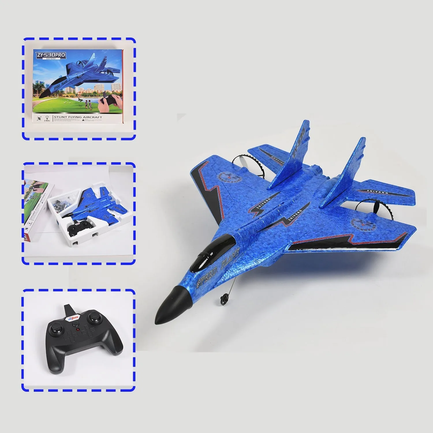 4483 Remote Control Airplane RC Glider for Beginner Adult Kids, Easy to Fly EPP Foam RC Aircraft Fighter with LED Light 2.4GHz