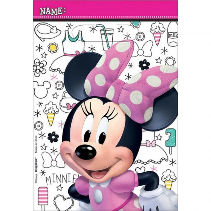 8 Pack Minnie Mouse Folded Loot Bags - 23cm