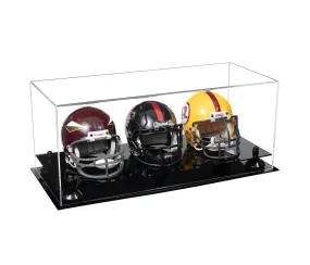 Acrylic Three Mini - Miniature Football Helmet (not Full Size) Display Case - Clear (V47/A103)