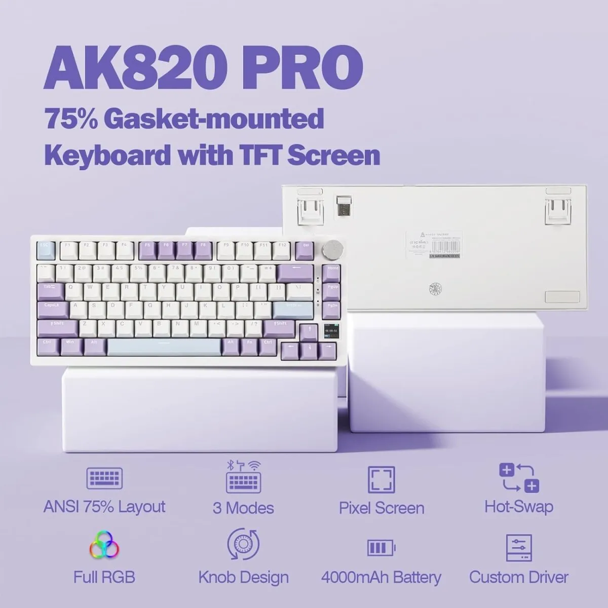 Ajazz AK820Pro Purple Mechanical keyboard RGB (Flyfish switch)