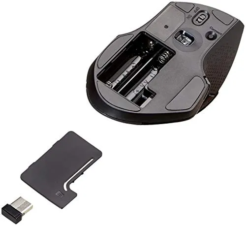 Amazon Basics Full Size Ergonomic Wireless Mouse with Fast Scrolling, Compatible with PC, Mac, Laptop - Black