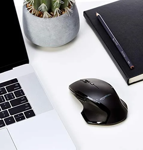 Amazon Basics Full Size Ergonomic Wireless Mouse with Fast Scrolling, Compatible with PC, Mac, Laptop - Black