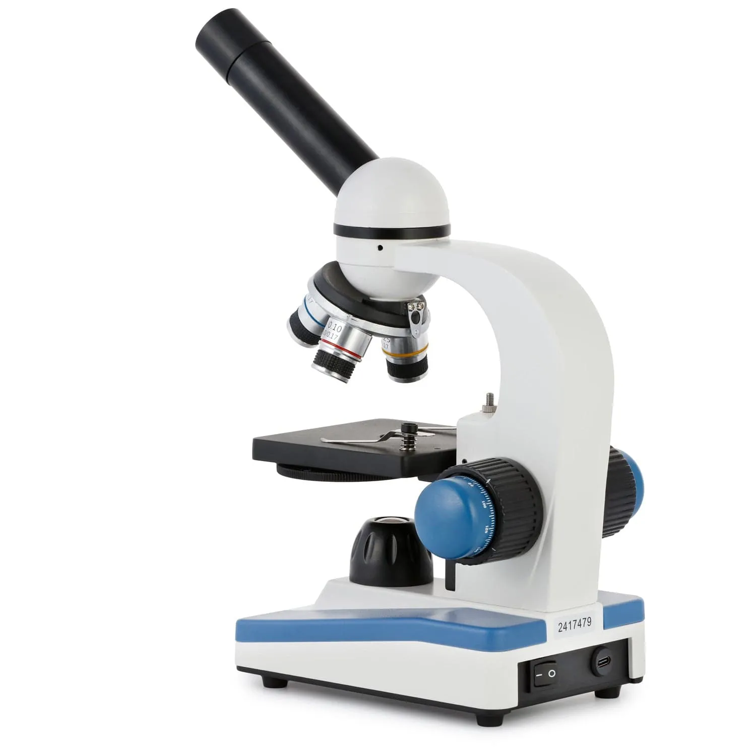 AmScope M150 Series Portable Student Monocular Compound Microscope 40X-1000X Magnification with LED, 100 Prepared Slides, 50 Blank Slides and Microscope Book