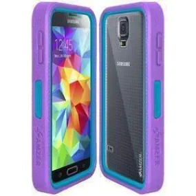 Amzer CRUSTA Rugged Case Purple on Blue Shell Tempered Glass with Holster