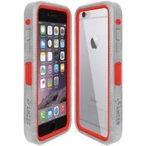 Amzer CRUSTA Rugged iPhone 6 Case Grey on Red Shell With Tempered Glass