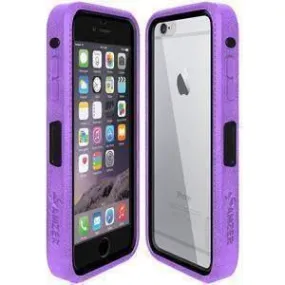 Amzer CRUSTA Rugged iPhone 6 Case Purple on Black Shell With Tempered Glass