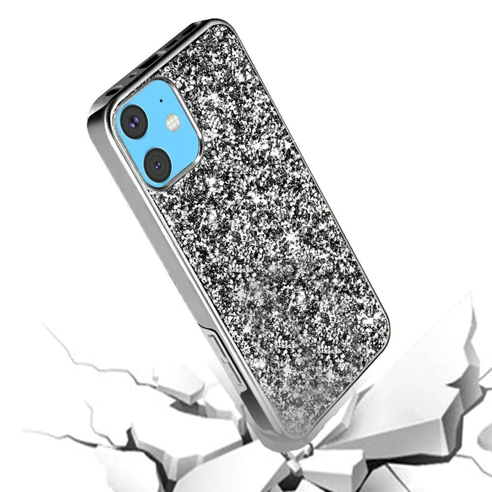 AMZER Rhinestone Diamond Platinum Collection Hybrid Bumper Case for iPhone 11 - Black