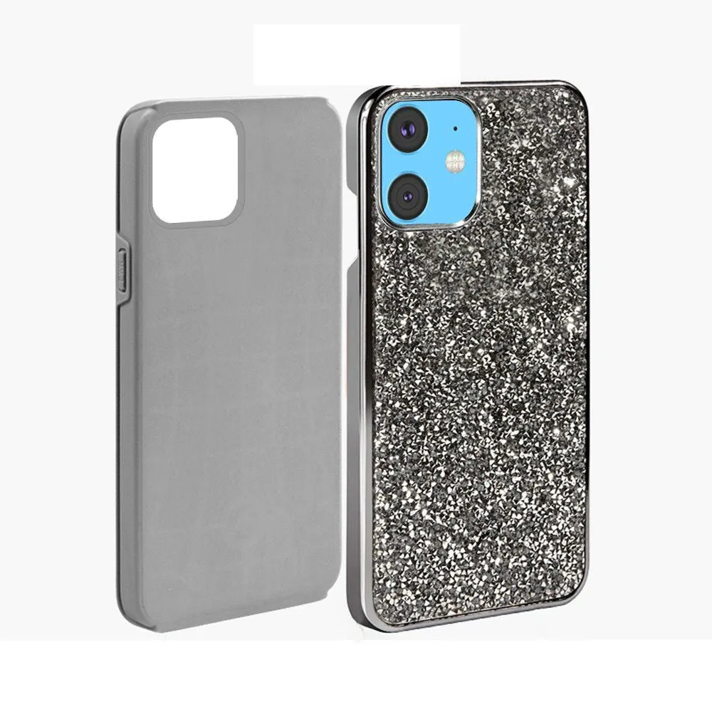 AMZER Rhinestone Diamond Platinum Collection Hybrid Bumper Case for iPhone 11 - Black