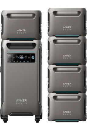 Anker SOLIX F3800 Portable Power Station with 5x Expansion Batteries - 23 KWh