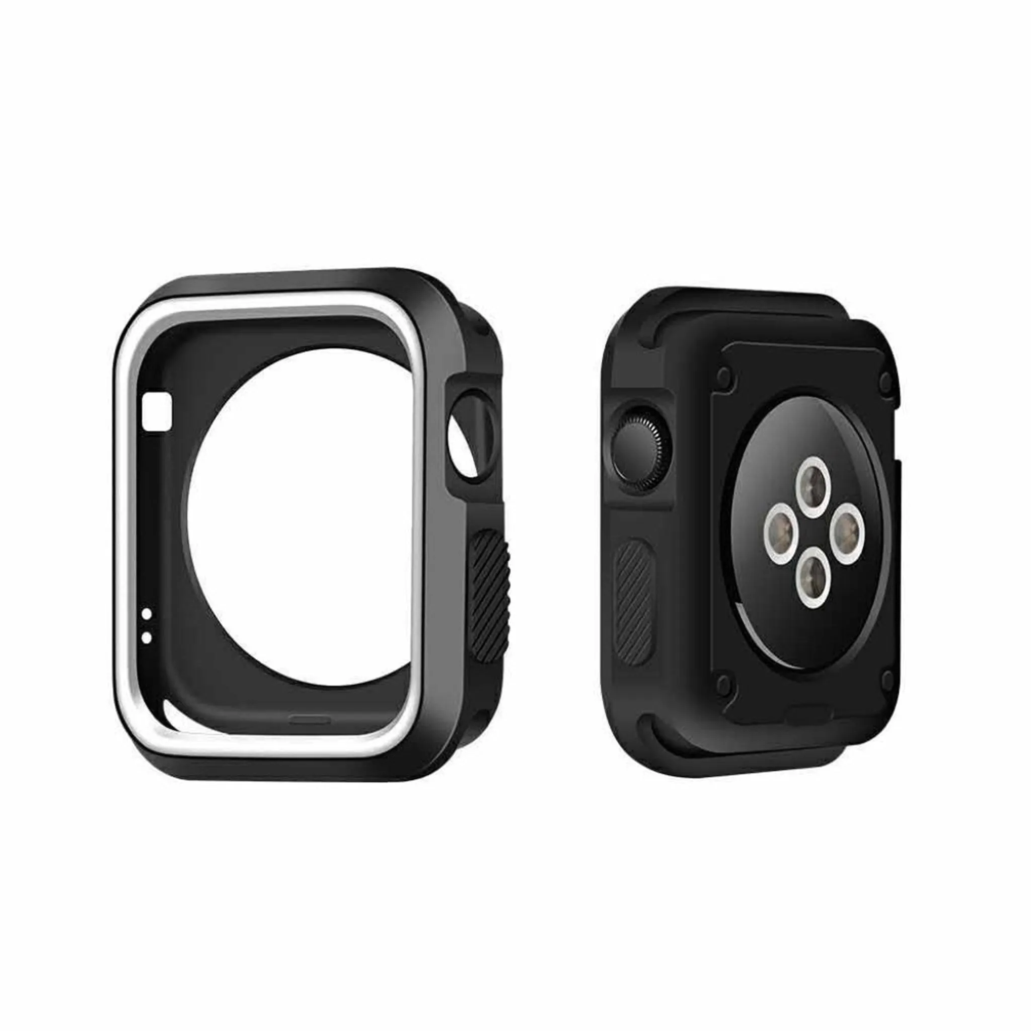 Apple Watch 42mm double color soft silicone case - Black   White