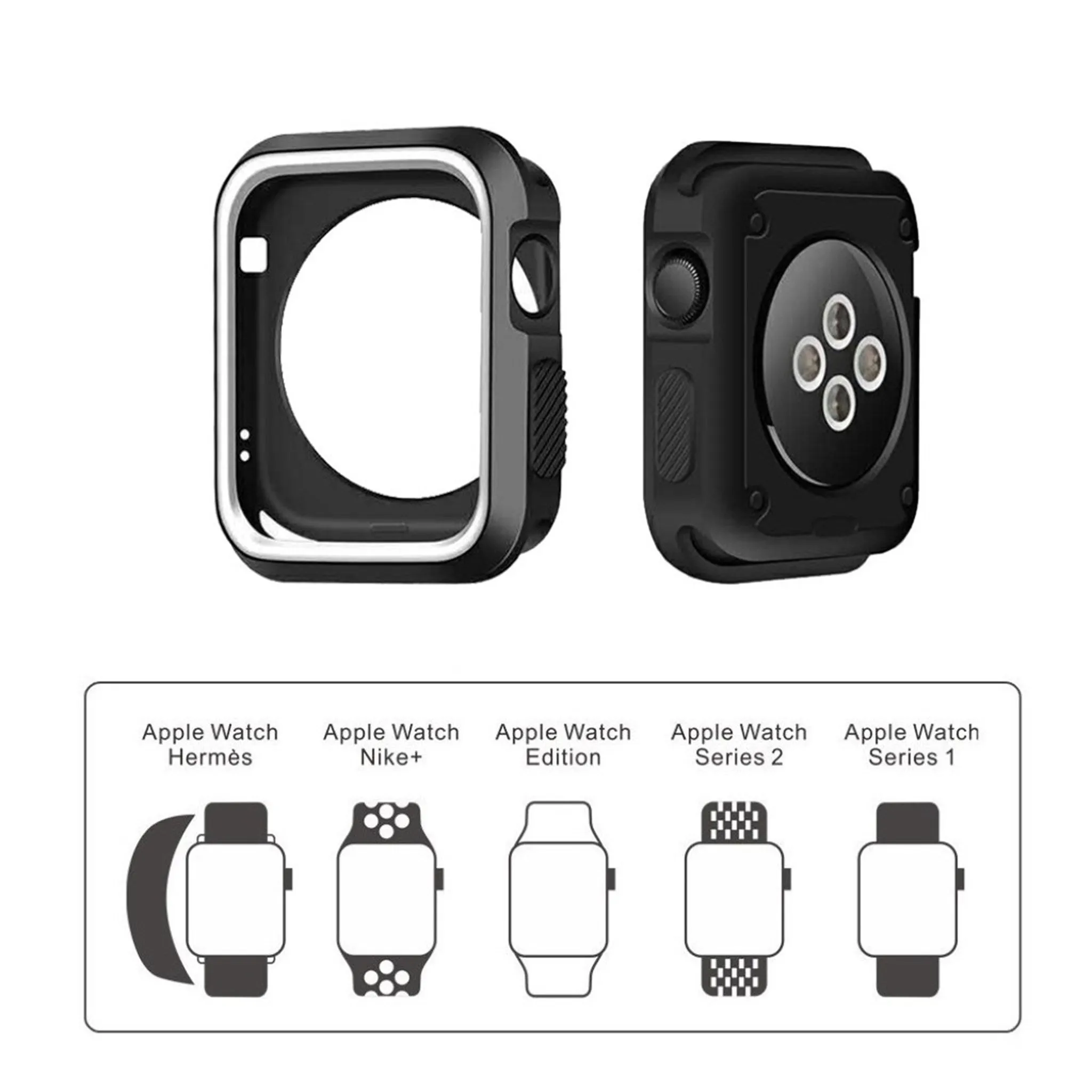 Apple Watch 42mm double color soft silicone case - Black   White