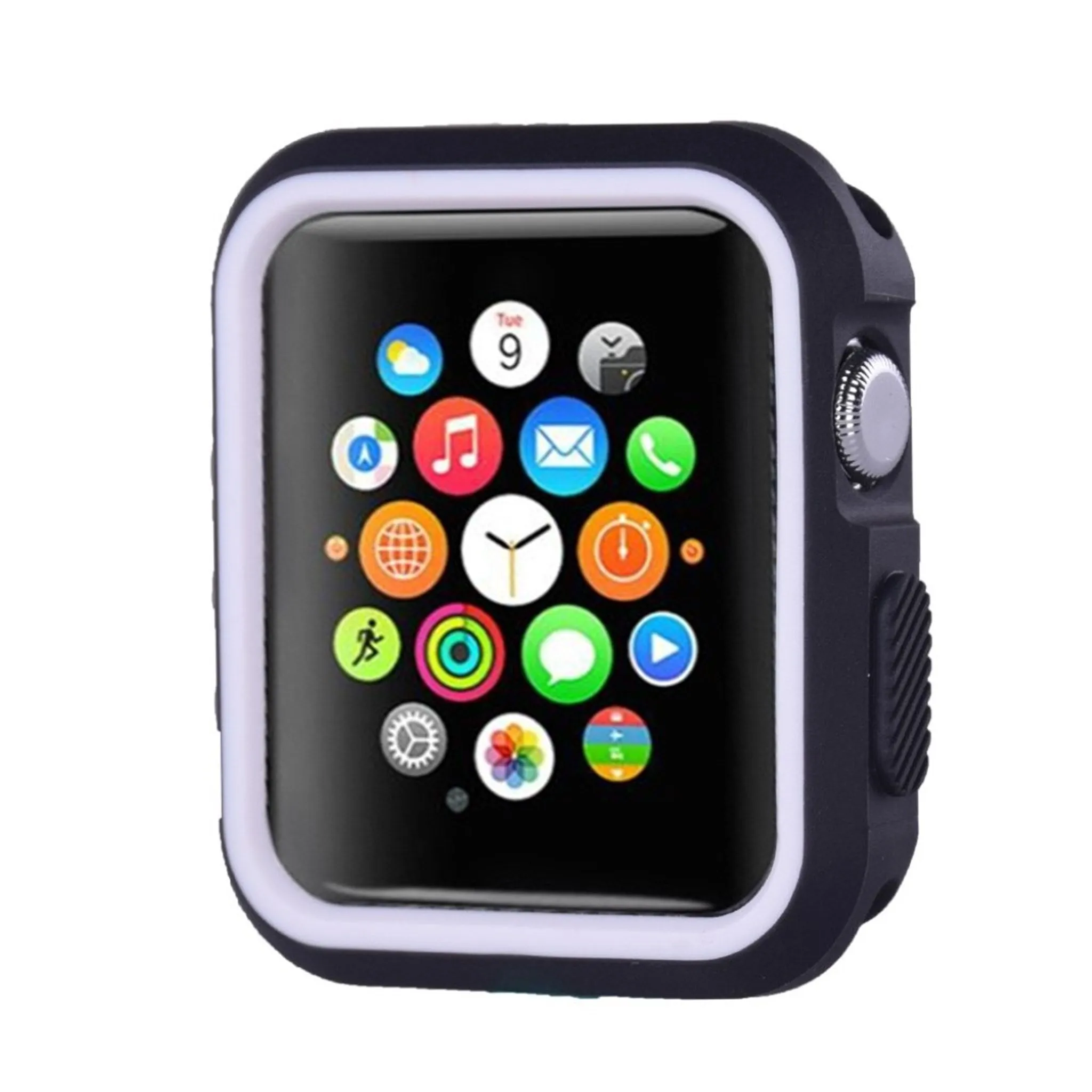 Apple Watch 42mm double color soft silicone case - Black   White