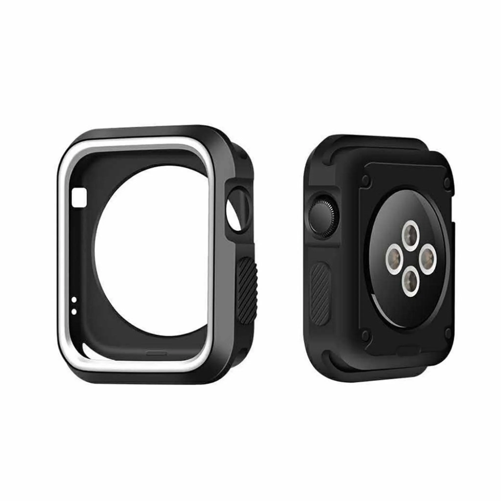 Apple Watch 42mm double color soft silicone case - Black   White