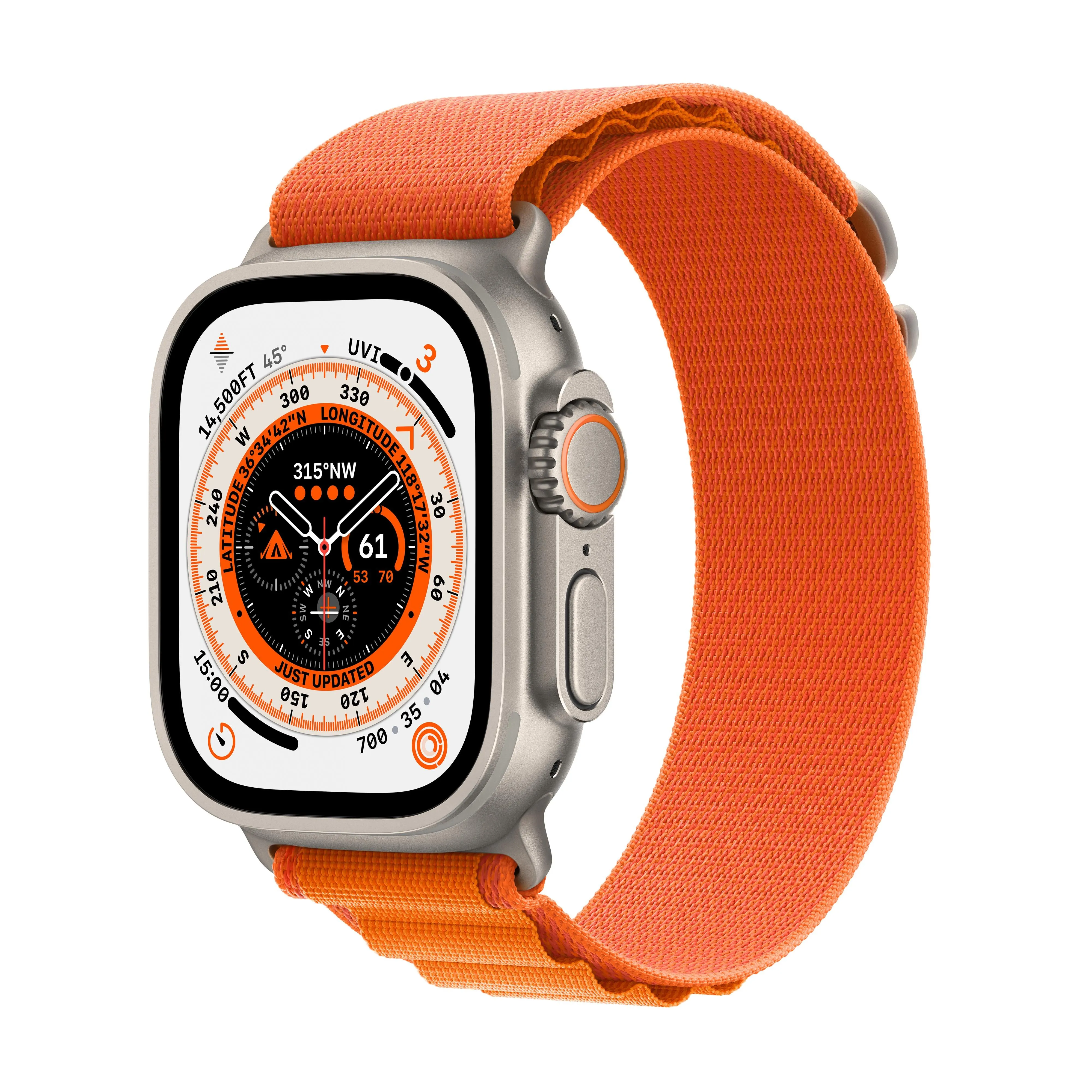 Apple Watch Ultra GPS   Cellular, 49mm Titanium Case with Orange Alpine Loop - Small