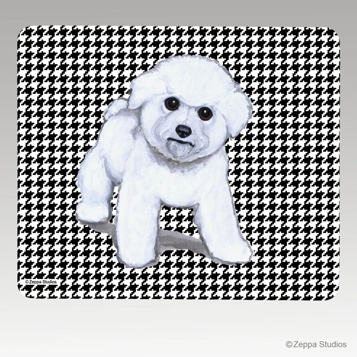 Bichon Frise Houndstooth Mouse Pad