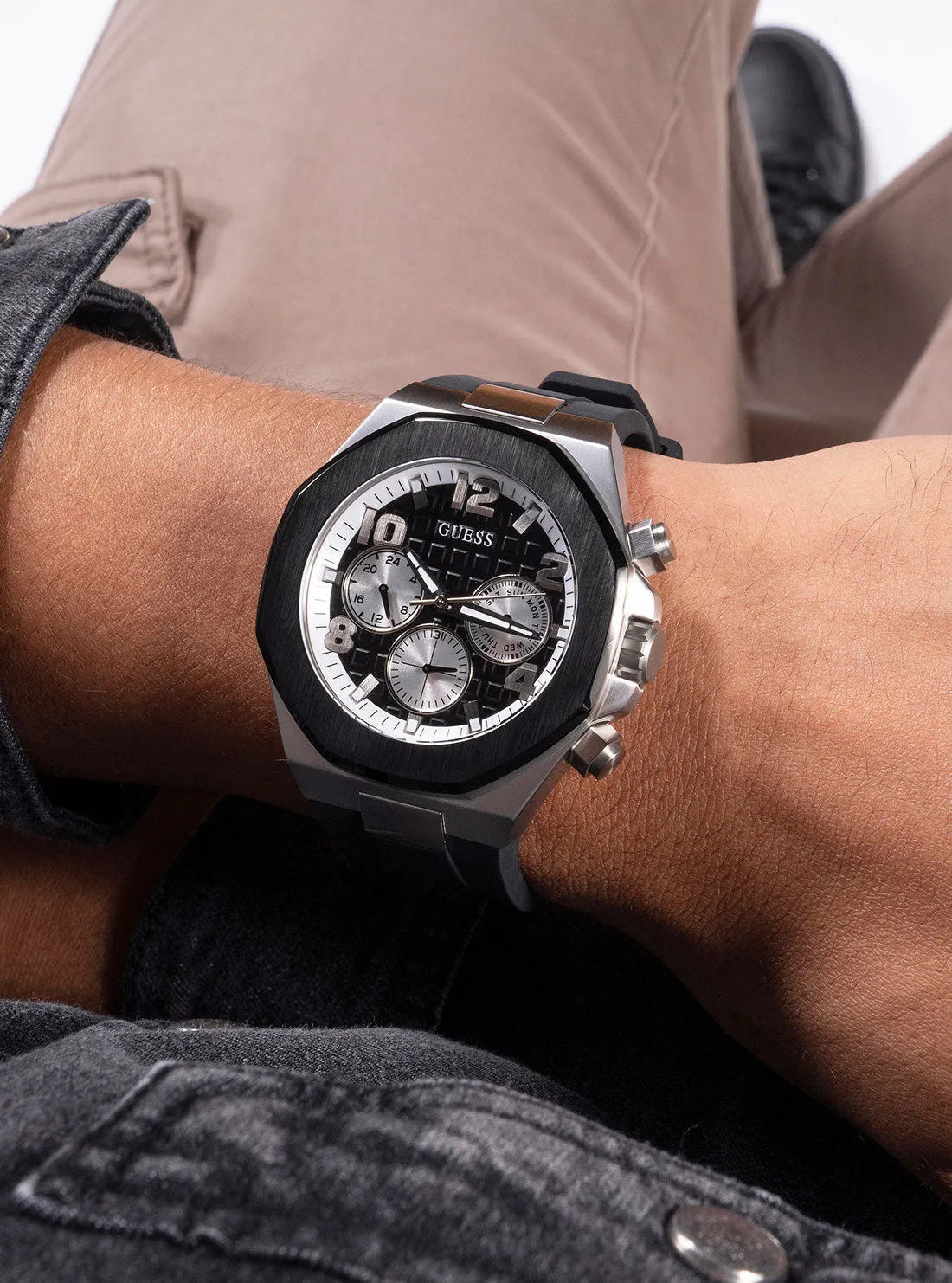 Black Silver Empire Silicone Watch