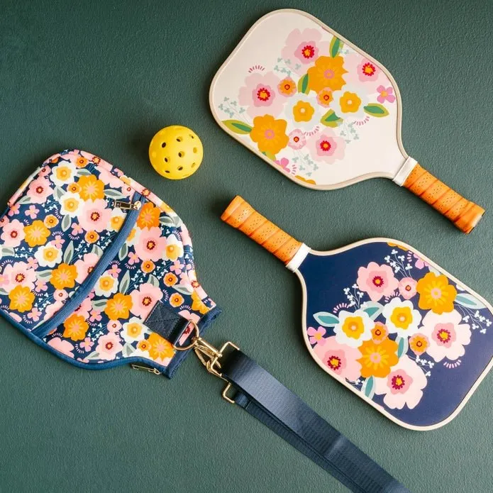 Blue Floral Pickleball Paddle Case