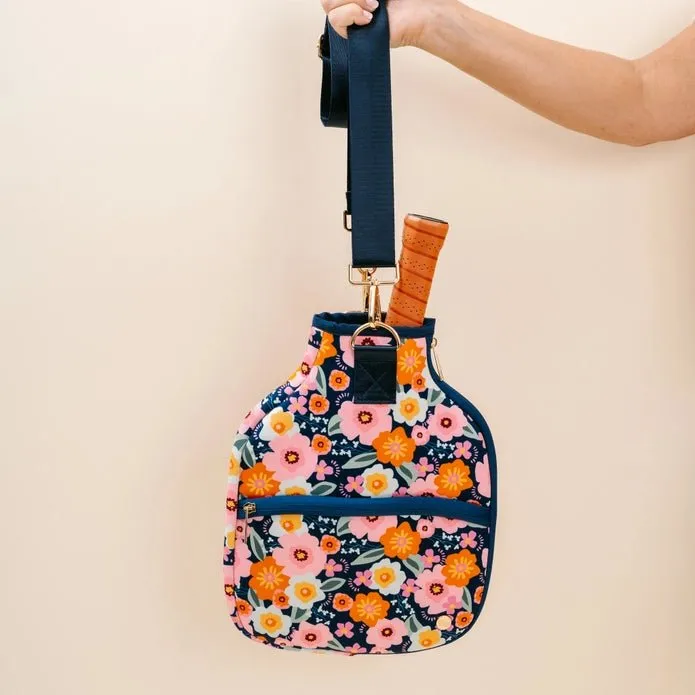 Blue Floral Pickleball Paddle Case