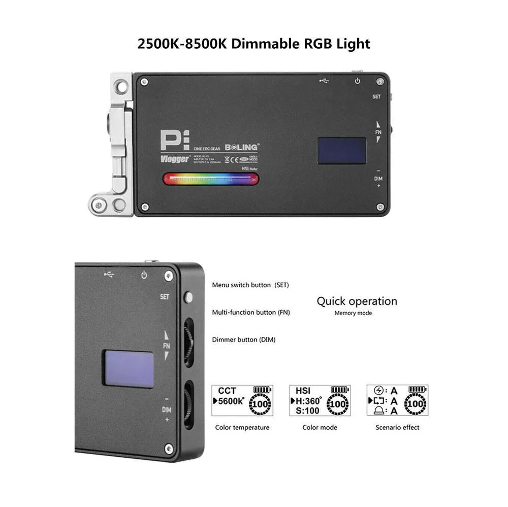 Boling BL-P1 RGB 2500-8500K Pocket LED Video Light (DEMO STOCK)