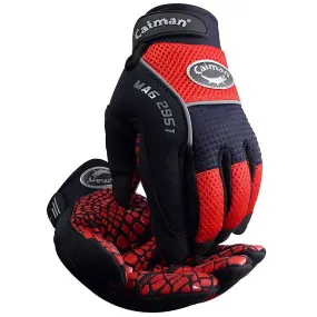 Caiman 2951-7 Multi-Activity Glove with Silicone Grip on Synthetic Leather Palm and Red AirMesh Back