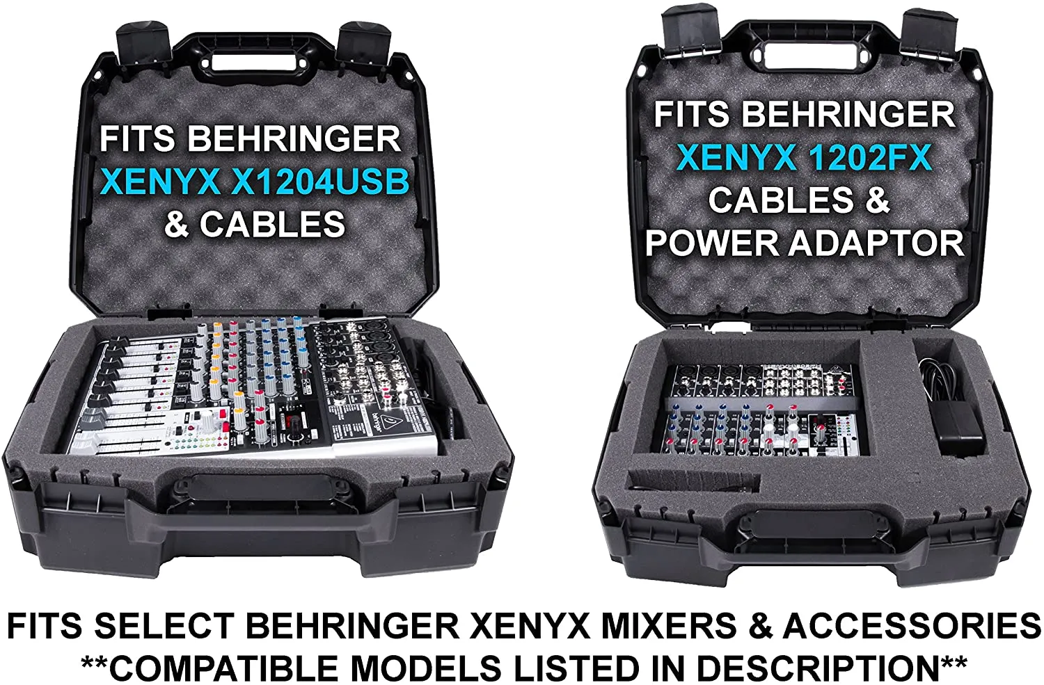 CASEMATIX 17" Hard Shell Mixer Travel Case Compatible with Behringer Xenyx X1204USB, 1204USB, QX1204USB, Q1204USB, 1202FX, 1202, 802, Q802USB & More