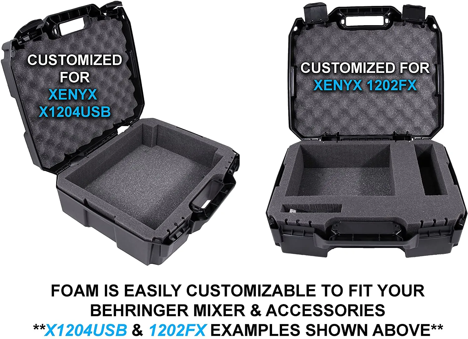 CASEMATIX 17" Hard Shell Mixer Travel Case Compatible with Behringer Xenyx X1204USB, 1204USB, QX1204USB, Q1204USB, 1202FX, 1202, 802, Q802USB & More