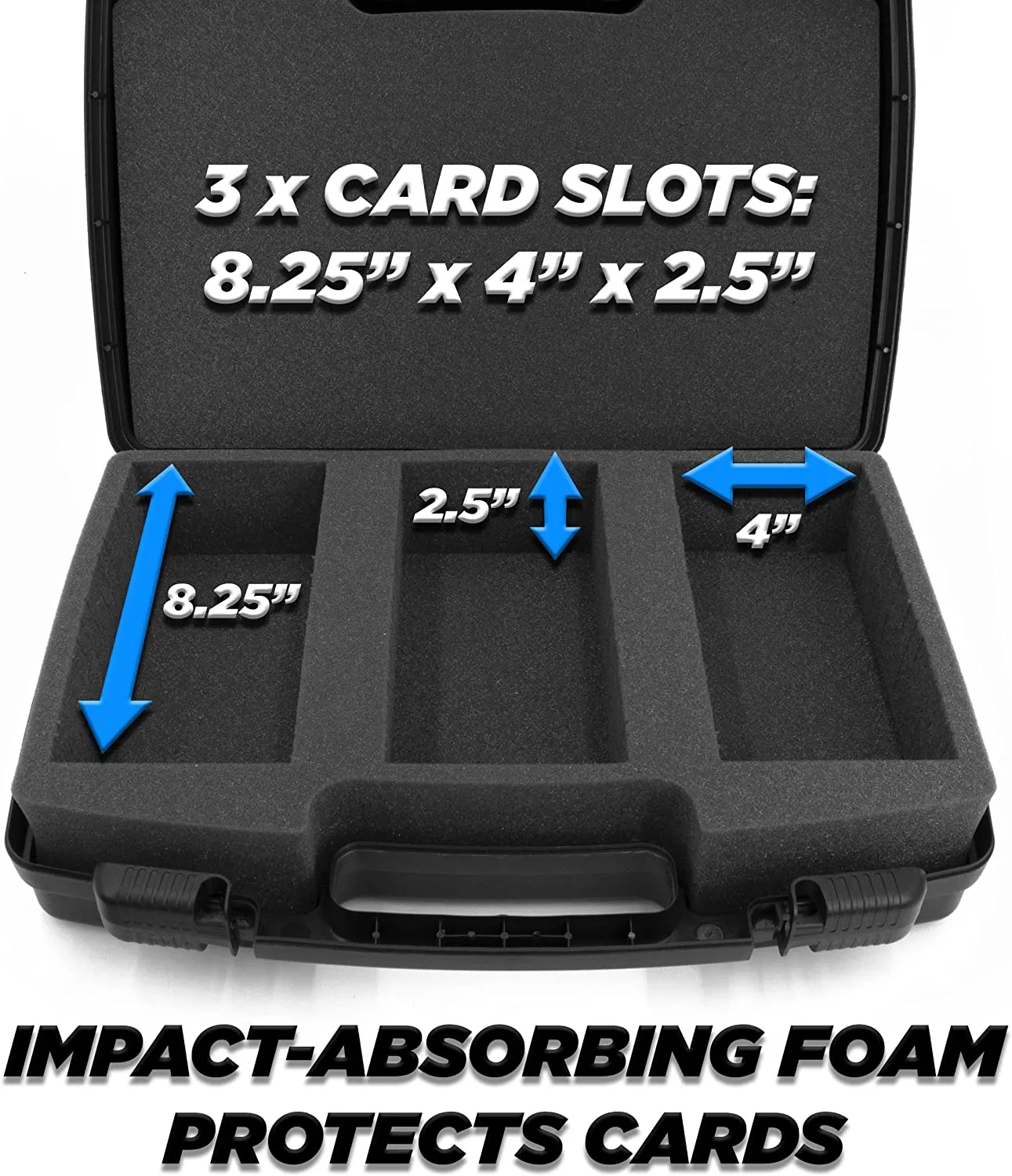 CASEMATIX Trading Card Case and Card Game Organizer for 2000 Cards - 17" Hard Shell Card Case Holder for Trading Cards with 18 Dividers and Foam