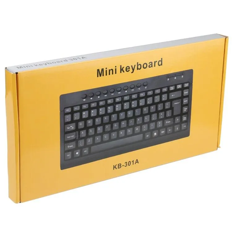 Compact KB-301A Wired Multimedia Keyboard with Ergonomic Design