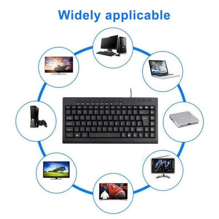 Compact KB-301A Wired Multimedia Keyboard with Ergonomic Design