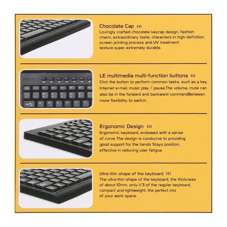 Compact KB-301A Wired Multimedia Keyboard with Ergonomic Design