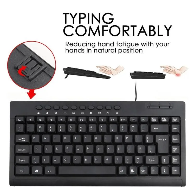 Compact KB-301A Wired Multimedia Keyboard with Ergonomic Design