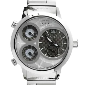 Curtis & Co Big Time World 57mm 4 Time Zone White Dial Stainless Steel Watch