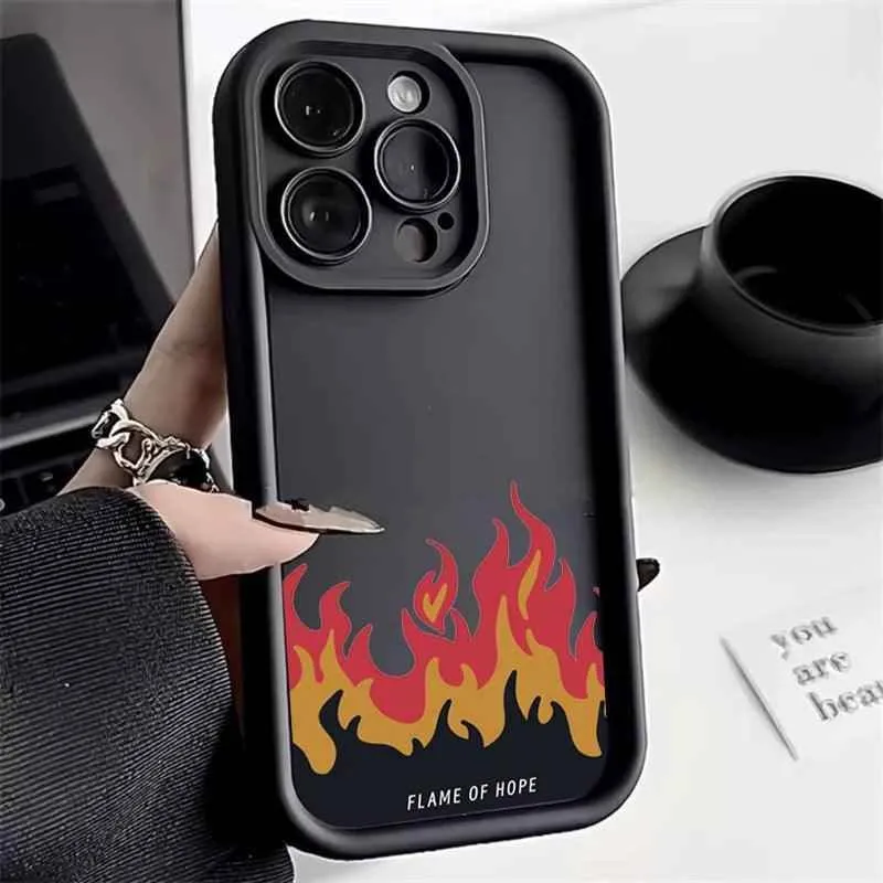 Cute Phone Cases Case For iPhone 15, 14 Pro Max, 13, 12, 11, XS Max, X, XR, 7, and 8 Plus - Red Flame of Hope - TSP237