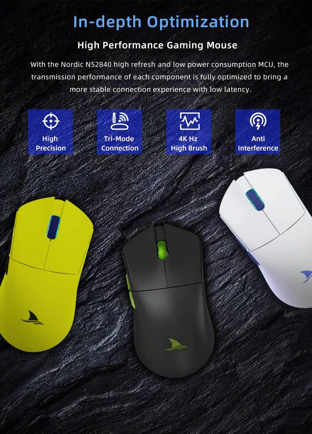 Darmoshark M3-4K Wireless Gaming Mouse - Yellow