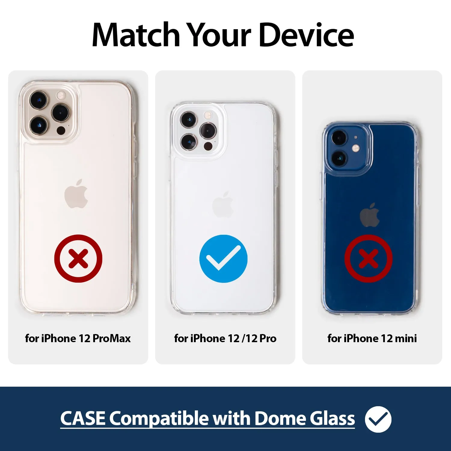 [Dome Case] iPhone 12 Pro (6.1") Clear case by Whitestone, Premium Tempered Glass Back Cover - Clear