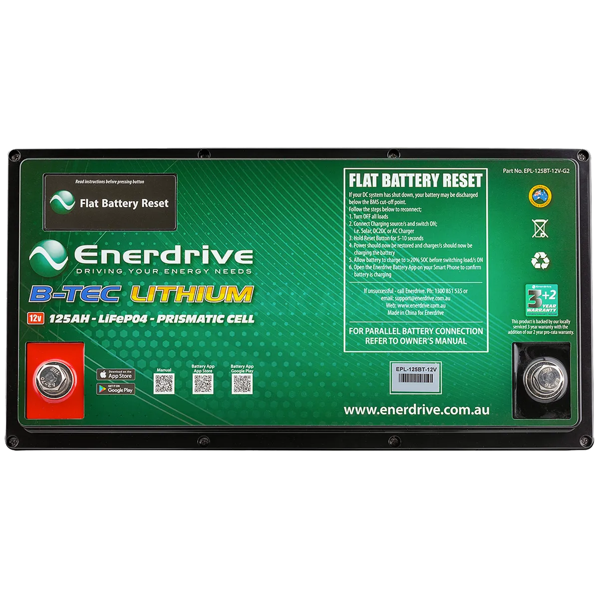 Enerdrive B-TEC 12V 125Ah G2 Lithium Battery