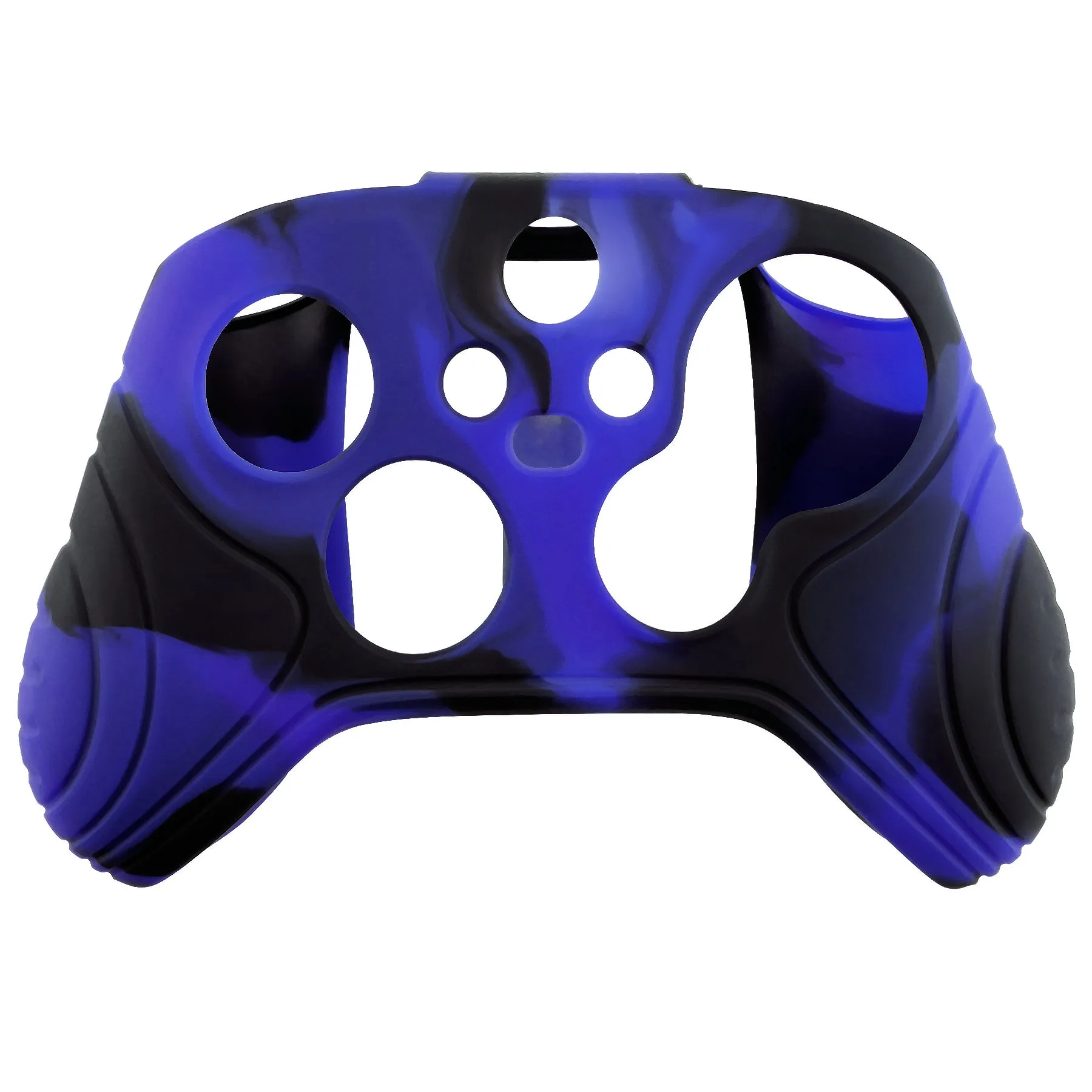 eXtremeRate Samurai Blue & Black Anti-slip Controller Grip Silicone Skin, Ergonomic Soft Rubber Protective Case Cover for Xbox Series S/X Controller with Black Thumb Stick Caps - WAX3017