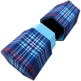 Eyeglass Holder - Sunglasses Travel Case Opens into 2 Glasses Desk Holders - Microfiber Plaid Print with Pouch & Large Cloth (RC490 Plaid Blue)