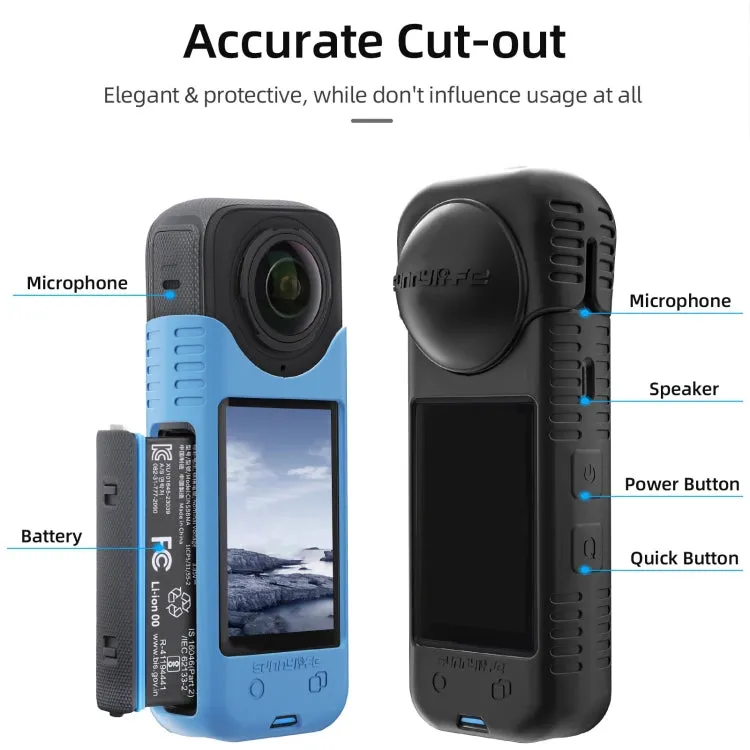 For Insta360 X4 Sunnylife Silicone Shockproof Case Lens Cover(Black)