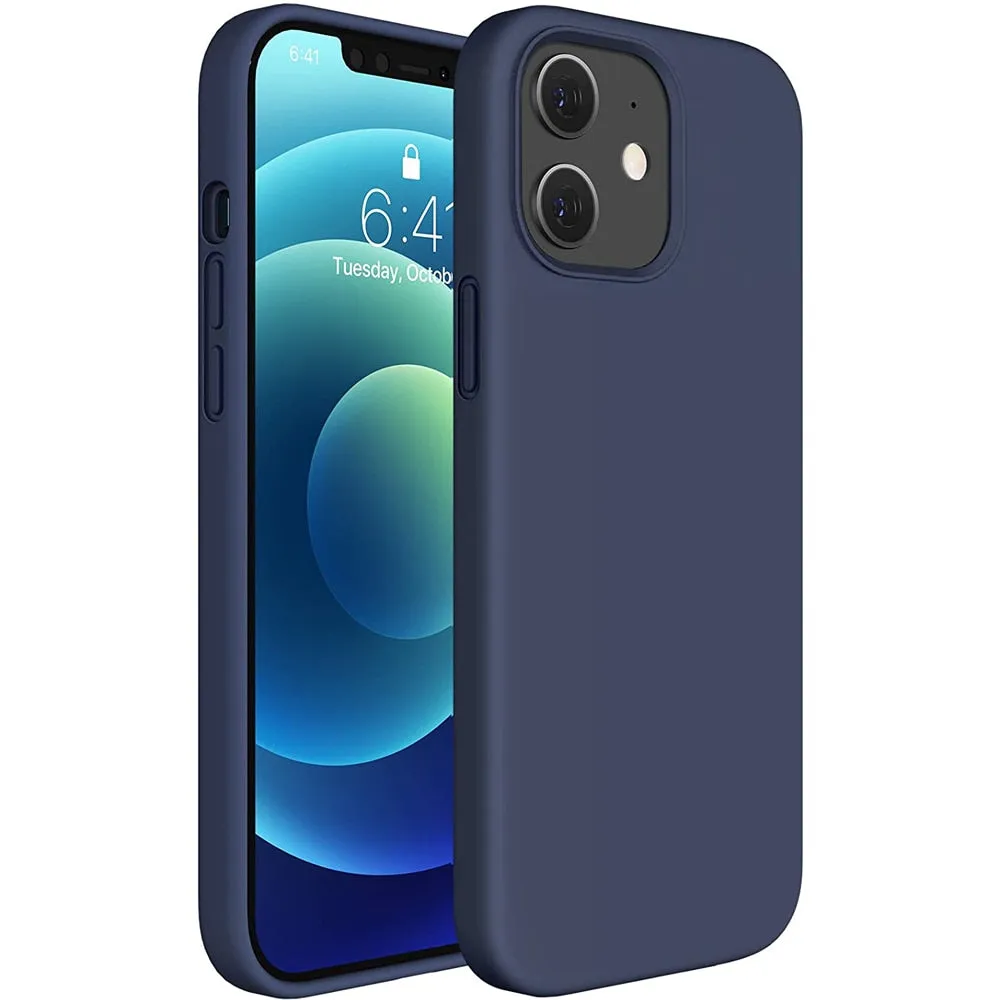 For iPhone 13 Pro Max Mini Liquid Silicone Case Full Covered Gel Rubber Ultra Thin Case With Soft Microfiber Cloth LiningCushion