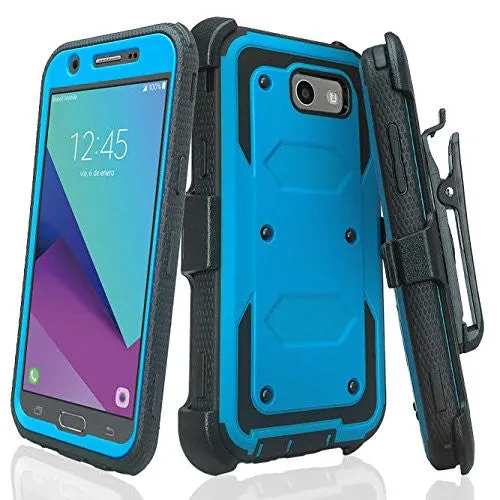 Galaxy J3 Emerge Case, Rugged Full-Body Armor Heavy Duty Holster Shell Combo Case for Samsung Galaxy J3 Emerge - Blue