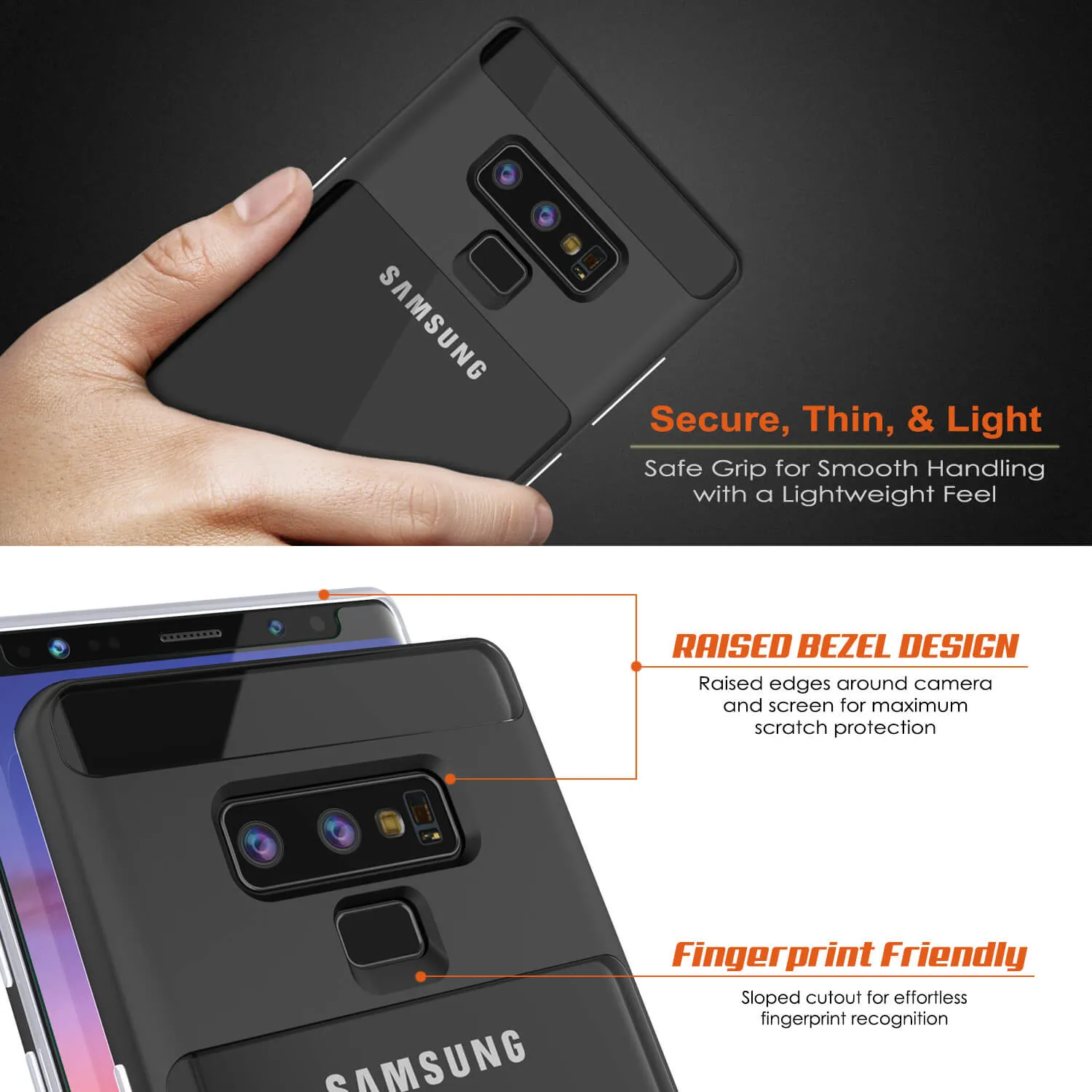 Galaxy Note 9 Lucid 3.0 PunkCase Armor Cover w/Integrated Kickstand and Screen Protector [Black]