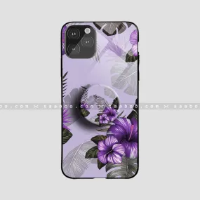 Glossy Protective Case With Light Blue Flower