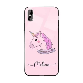 Glossy Protective Case With Pink Unicorn Name